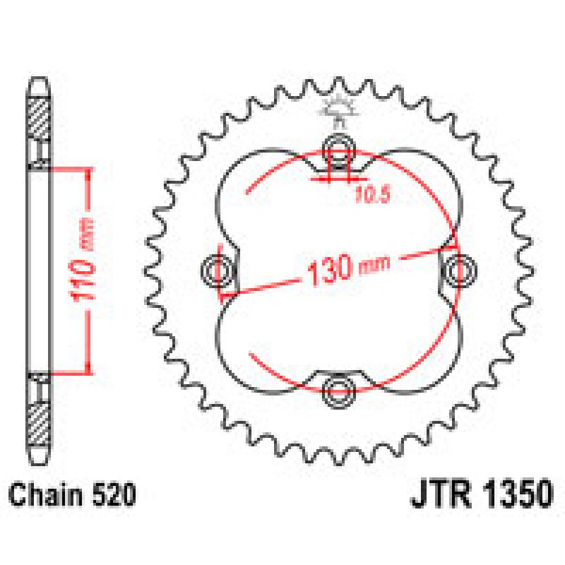 Купить Звездочка задняя JT Sprockets (шаг 520) JT JTR1350 -черная JT JTR1415 - белая